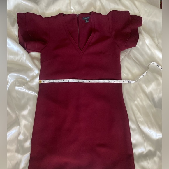 ANN TAYLOR Burgundy Flutter Sleeve Dress, Size 0P (zero Petite) - Picture 12 of 16